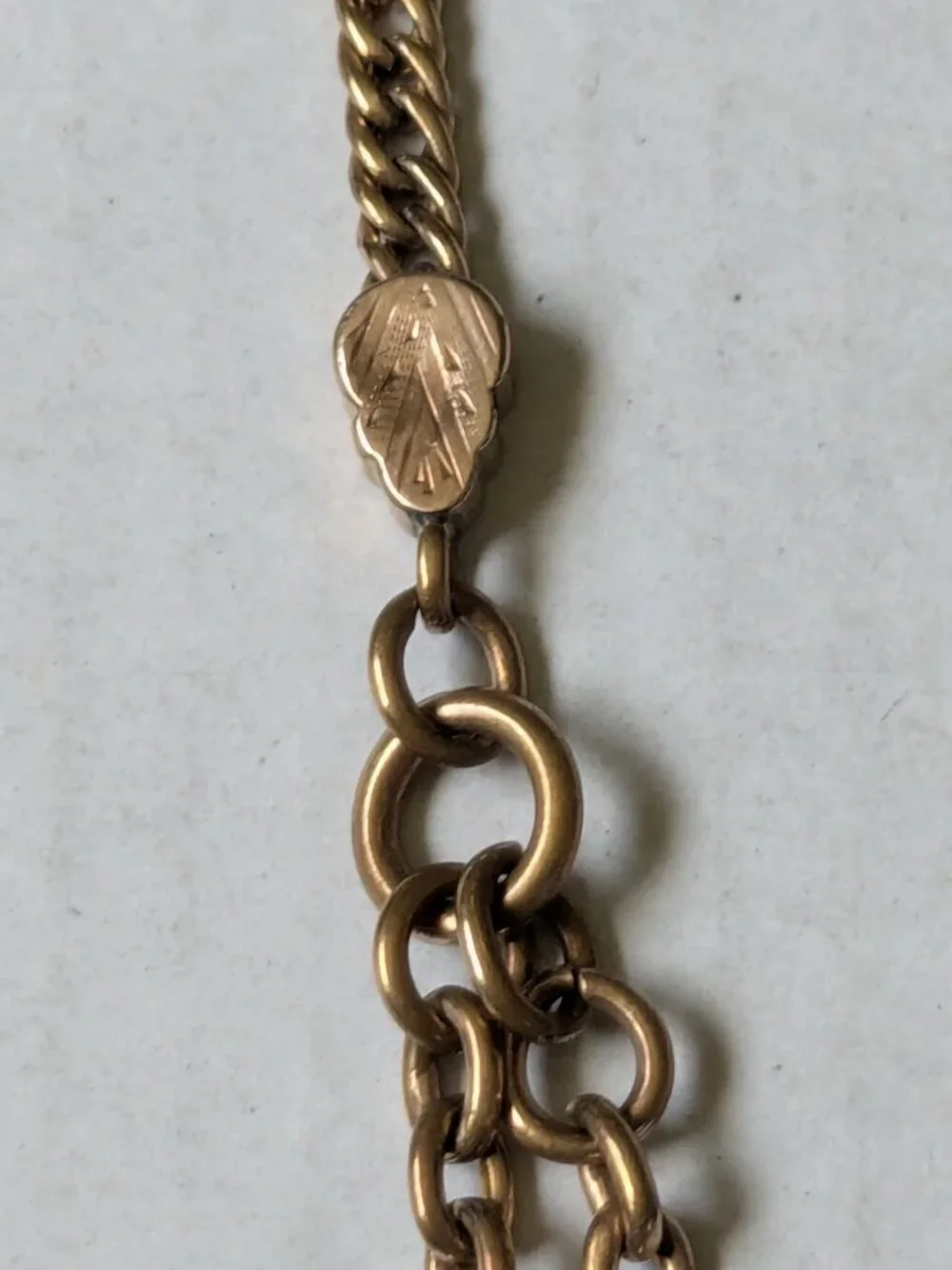 Antique H&H Gold Filled Prince Albert Design T Bar Dog Clip Watch Chain